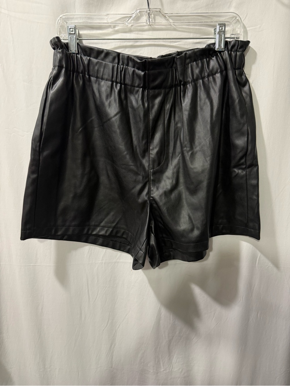 Steve Madden Black Faux Leather Elastic Waist Shorts